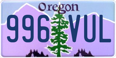 OR license plate 996VUL