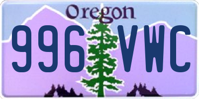 OR license plate 996VWC