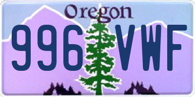 OR license plate 996VWF