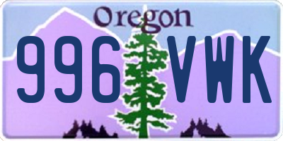 OR license plate 996VWK