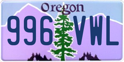 OR license plate 996VWL
