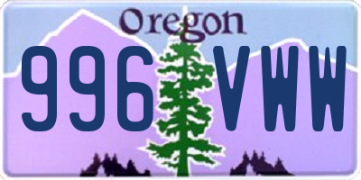 OR license plate 996VWW