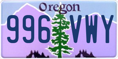 OR license plate 996VWY