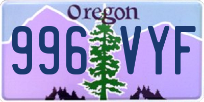 OR license plate 996VYF