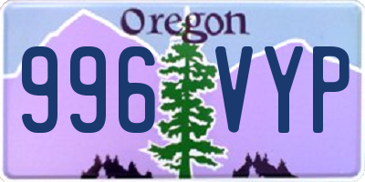 OR license plate 996VYP