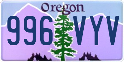 OR license plate 996VYV