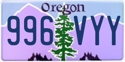OR license plate 996VYY
