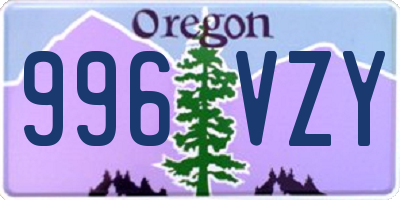 OR license plate 996VZY
