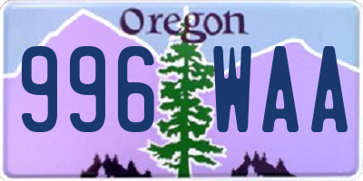 OR license plate 996WAA