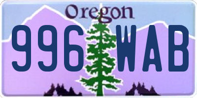 OR license plate 996WAB