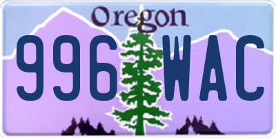 OR license plate 996WAC