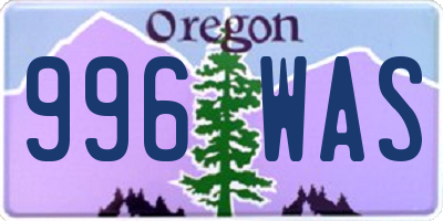 OR license plate 996WAS