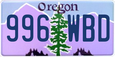 OR license plate 996WBD