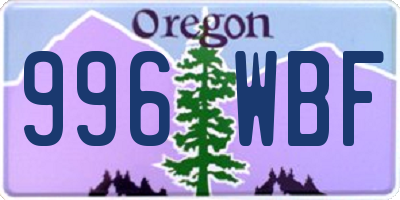 OR license plate 996WBF