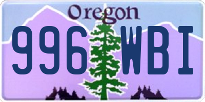 OR license plate 996WBI