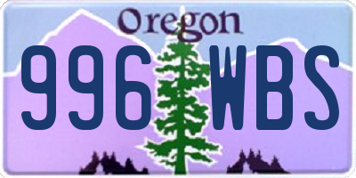 OR license plate 996WBS