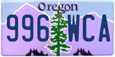 OR license plate 996WCA