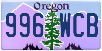 OR license plate 996WCB