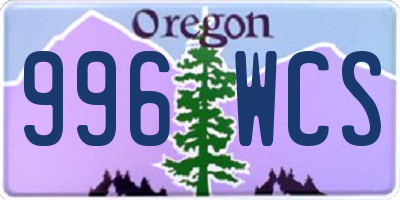 OR license plate 996WCS