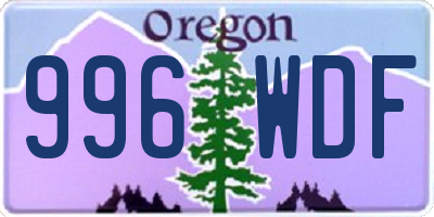 OR license plate 996WDF