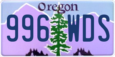 OR license plate 996WDS