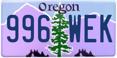 OR license plate 996WEK