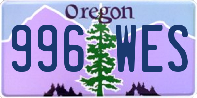 OR license plate 996WES