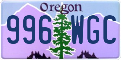 OR license plate 996WGC