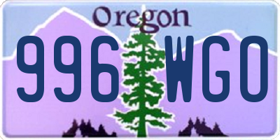 OR license plate 996WGO