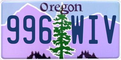 OR license plate 996WIV