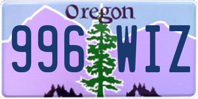 OR license plate 996WIZ