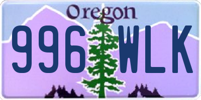 OR license plate 996WLK
