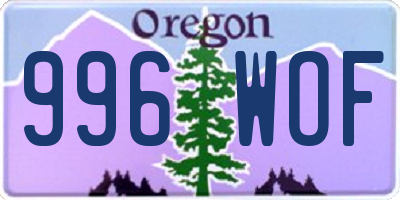 OR license plate 996WOF