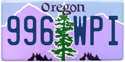 OR license plate 996WPI
