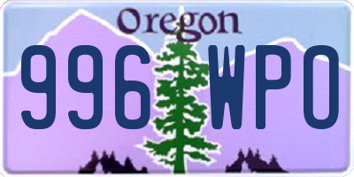 OR license plate 996WPO