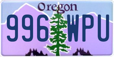 OR license plate 996WPU