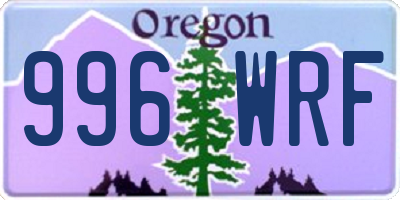 OR license plate 996WRF