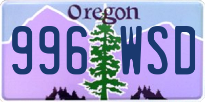OR license plate 996WSD