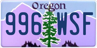 OR license plate 996WSF