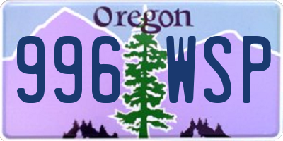 OR license plate 996WSP