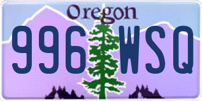 OR license plate 996WSQ