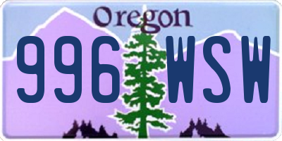 OR license plate 996WSW