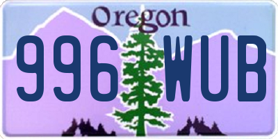 OR license plate 996WUB