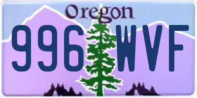 OR license plate 996WVF