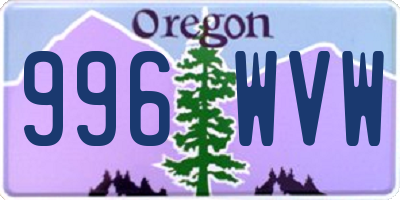 OR license plate 996WVW