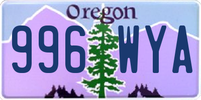 OR license plate 996WYA