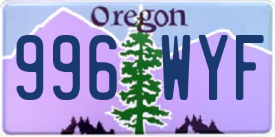 OR license plate 996WYF