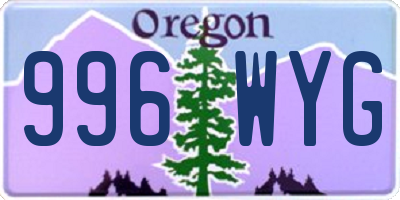 OR license plate 996WYG