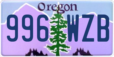 OR license plate 996WZB