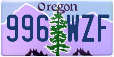 OR license plate 996WZF